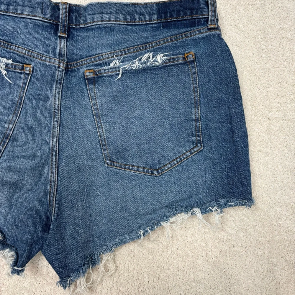 Abercrombie & Fitch Shorts 33‎ Blue The Mom Short High Rise Distressed Cutoff